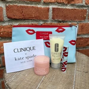 Set of 3 Clinique x Kate Spade Travel Pouch Gift Beauty Bundle Toiletry Kit NWT